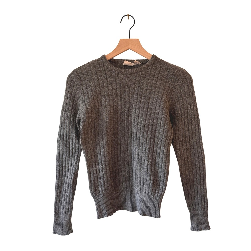 Vintage JG HOOK Women's Ribbed Knit‎ Sweater XS Charcoal Gray Lambswool Blend